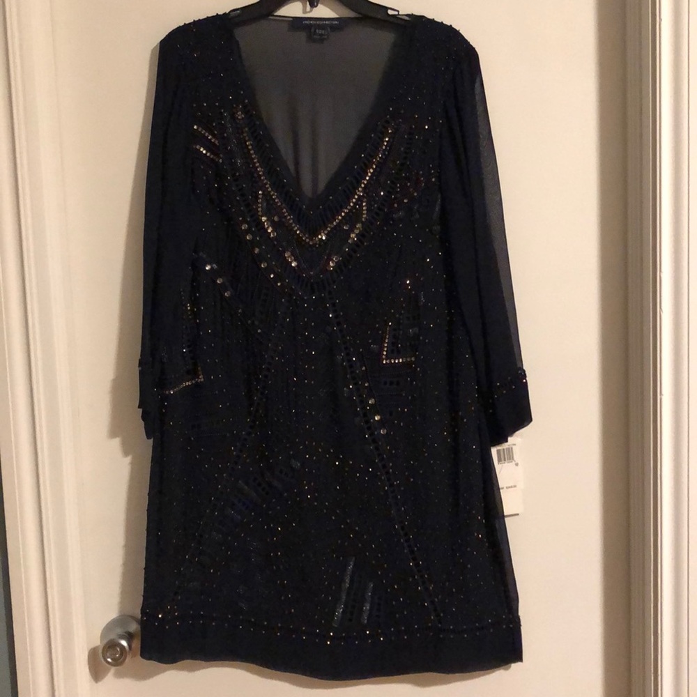 Navy Beaded French Connection Cocktail Dress